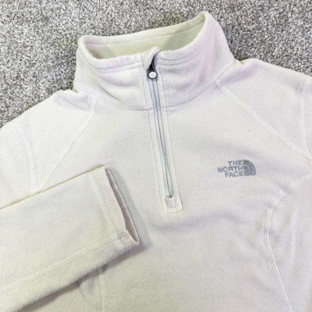 The North Face Fleece Pullover Womens S/P Cream TKA 100 1/4 Zip Hiking Baselayer
